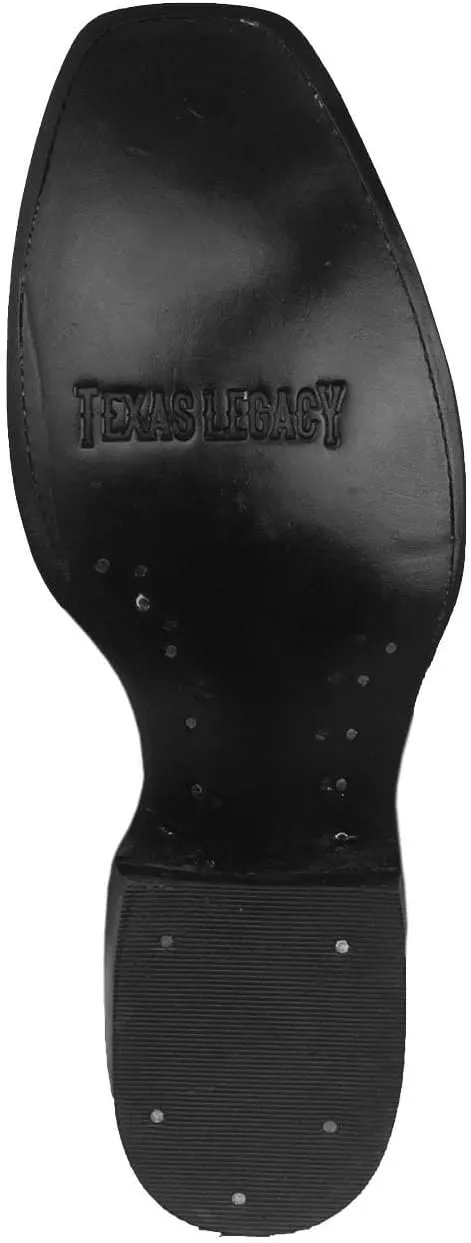 Texas Legacy Mens Rider Black Western Cowboy Boots Leather Harness Square Toe