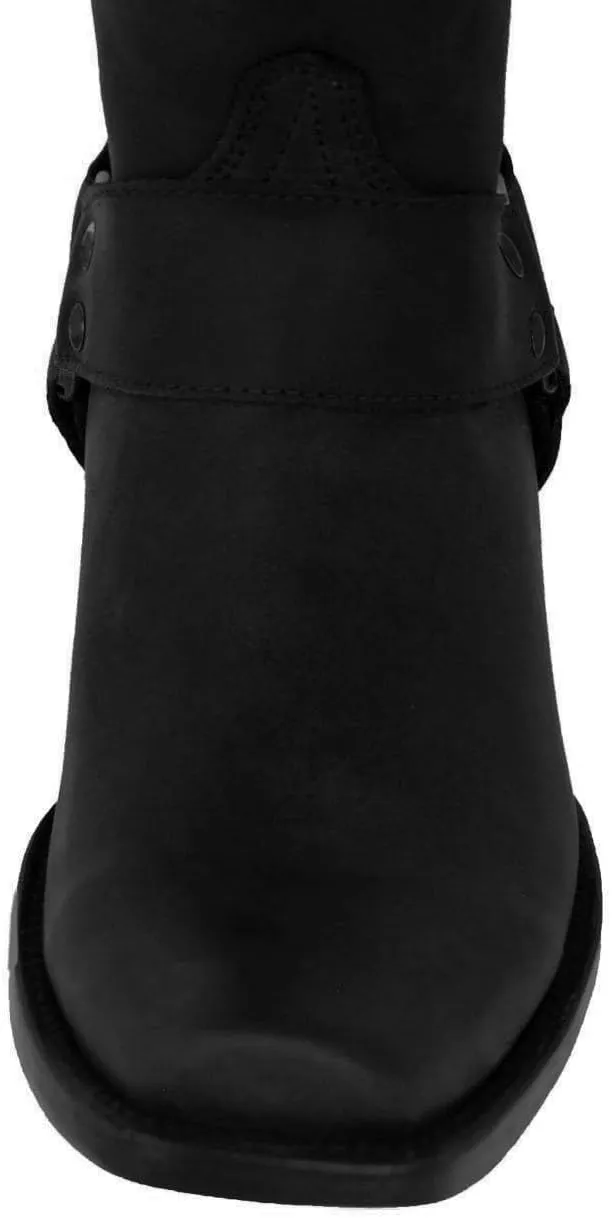 Texas Legacy Mens Rider Black Western Cowboy Boots Leather Harness Square Toe