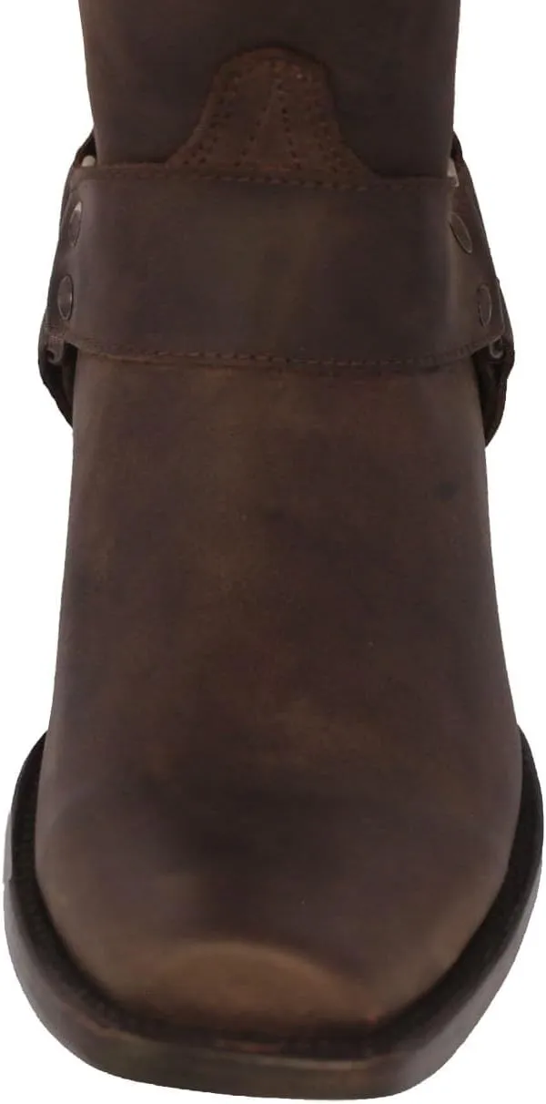 Texas Legacy Mens Rider Brown Western Cowboy Boots Leather Harness Square Toe