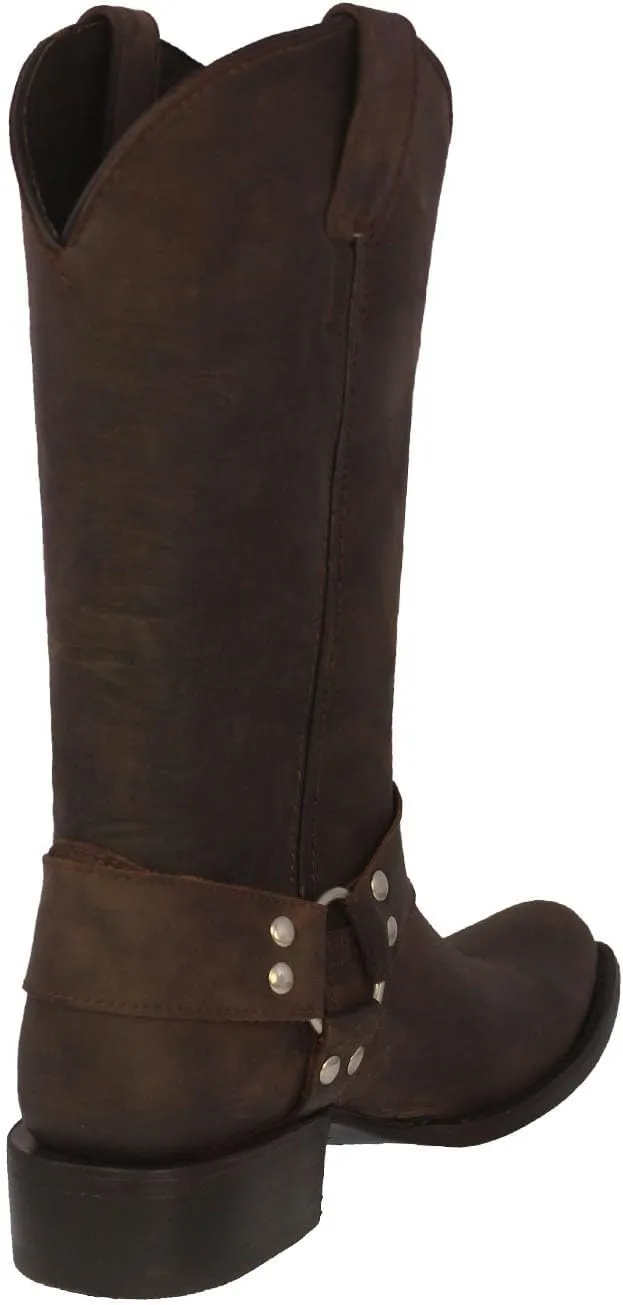 Texas Legacy Mens Rider Brown Western Cowboy Boots Leather Harness Square Toe