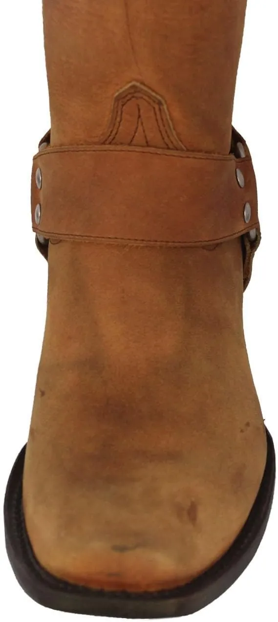 Texas Legacy Mens Rider Light Brown Western Cowboy Boots Leather Harness Square Toe