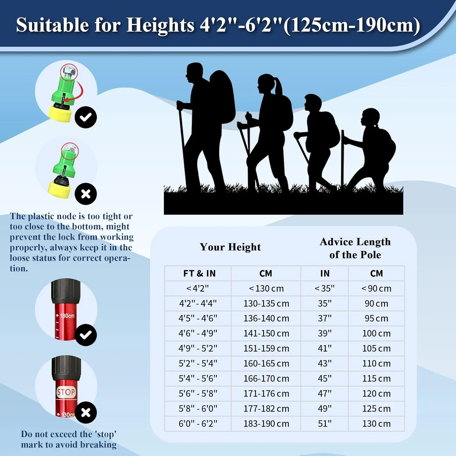 TheFitLife Nordic Walking Trekking Poles - 2 Sticks with Anti-Shock and Quick Lock System, Telescopic, Collapsible, Ultralight for Hiking, Camping, Mountaining, Backpacking, Walking, Trekking