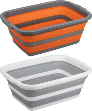 Tiawudi 2 Pack Portable Sink, Collapsible Tub for Washing Dishes, Outdoor, Camping and Hiking, Wash Basin for Home and Garden, Storage Bins for House, BPA Free, Plastic, 2.25 Gal / 8.5L Each