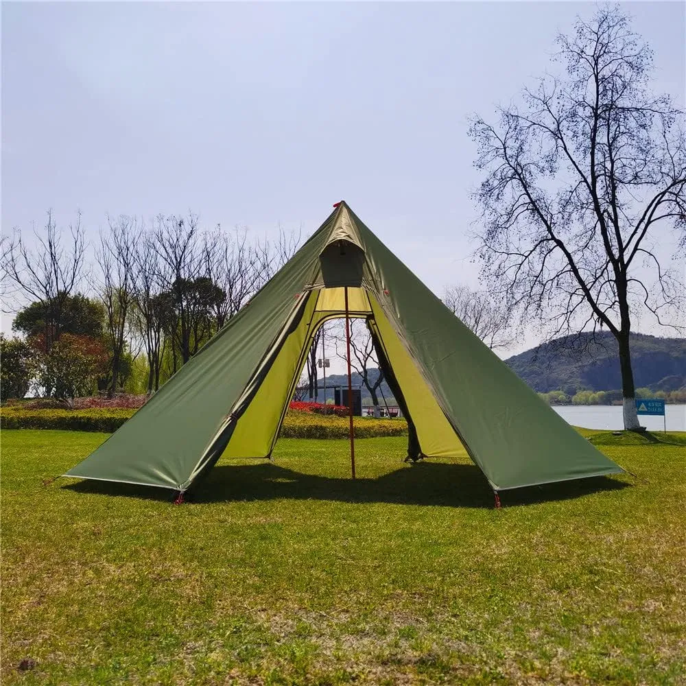Tipi Hot Tent with Fire Retardant Stove Jack for Flue Pipes, 2~3 Person, Lightweight, Teepee Tents for Family Team Outdoor Backpacking Camping Hiking