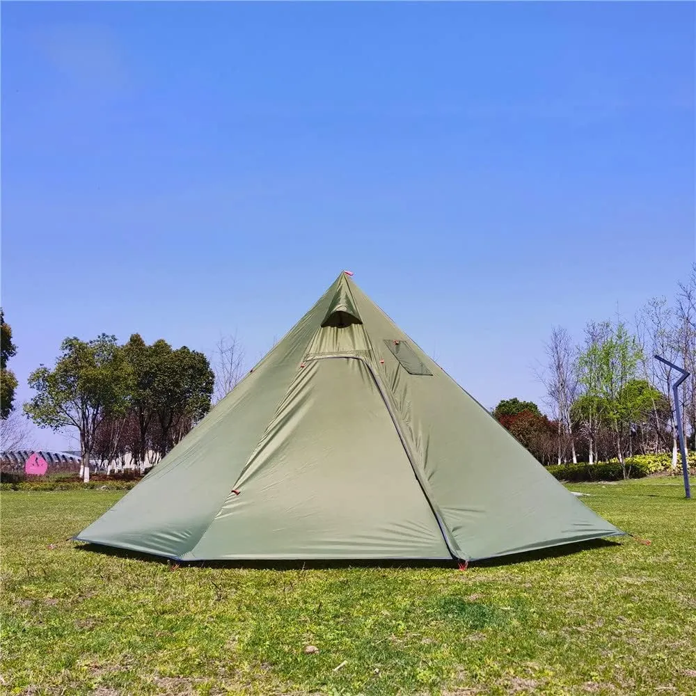 Tipi Hot Tent with Fire Retardant Stove Jack for Flue Pipes, 2~3 Person, Lightweight, Teepee Tents for Family Team Outdoor Backpacking Camping Hiking