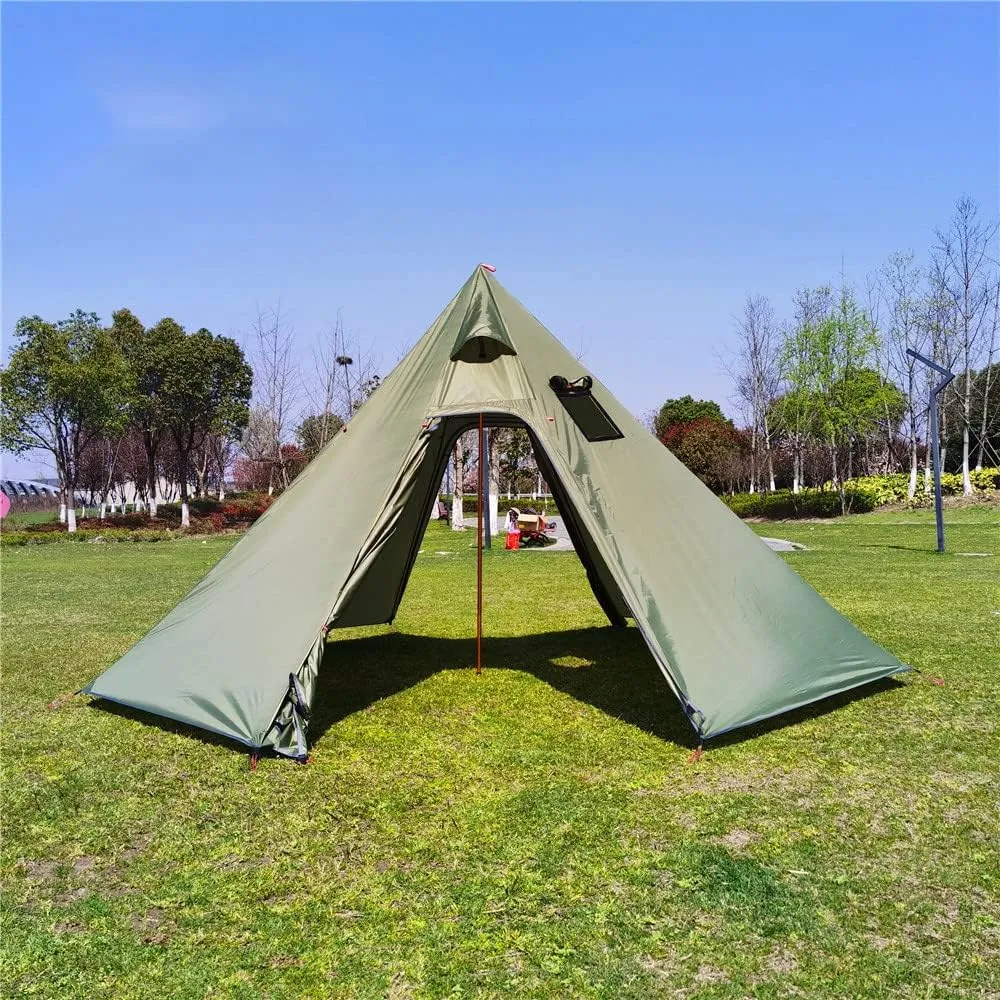 Tipi Hot Tent with Fire Retardant Stove Jack for Flue Pipes, 2~3 Person, Lightweight, Teepee Tents for Family Team Outdoor Backpacking Camping Hiking