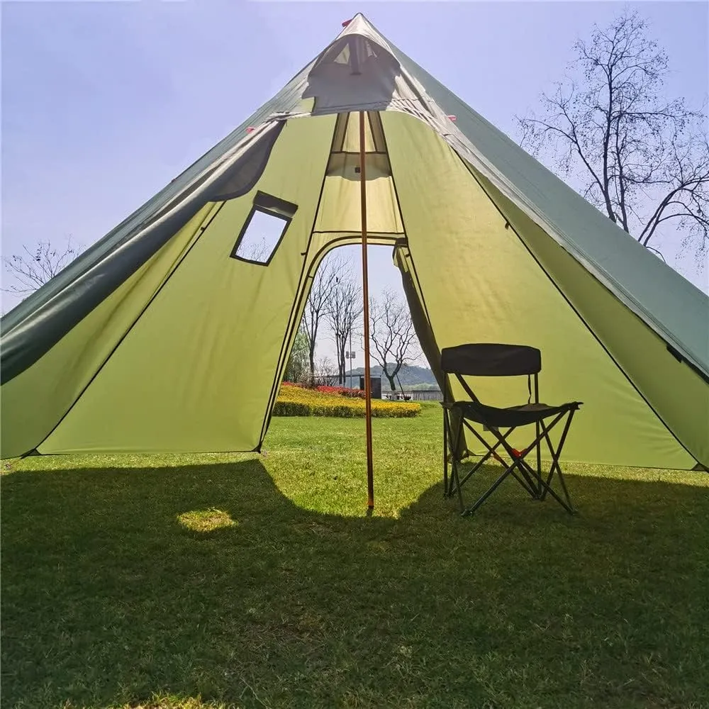 Tipi Hot Tent with Fire Retardant Stove Jack for Flue Pipes, 3~4 Person, Lightweight, Teepee Tents for Family Team Outdoor Backpacking Camping Hiking
