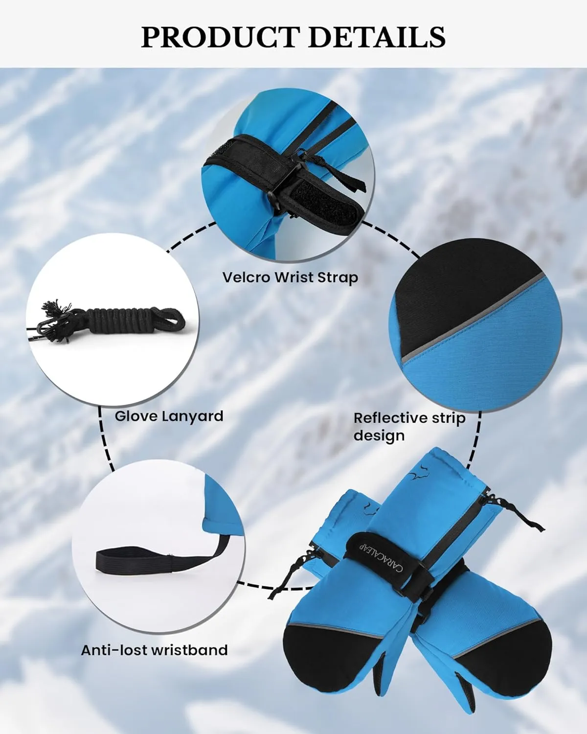 Toddler Kids Snow Mittens Waterproof Ages 2-7, Thinsulate Warm Boys Girls Winter Ski Mittens for Kids