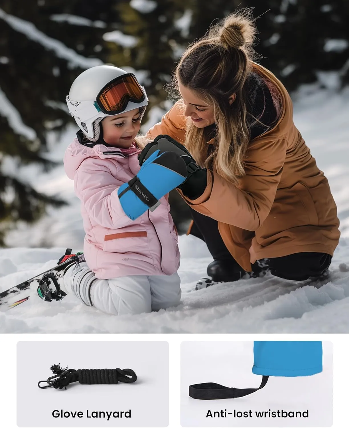 Toddler Kids Snow Mittens Waterproof Ages 2-7, Thinsulate Warm Boys Girls Winter Ski Mittens for Kids