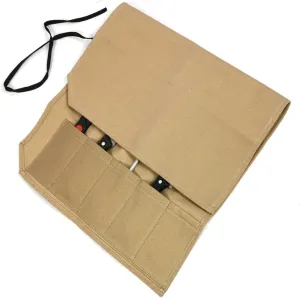 Tolredo Heavy Duty Waxed Canvas Knife Roll Bag, Water Resistant, Portable & Durable Chef Knife bag, 5 Knife Slot (Beige Light Brown, 26" x 22")