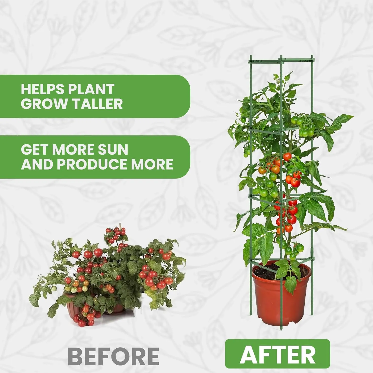 Tomato Cage Premium - Large Trellis Stakes and Plant Support Structures for Vegetables and Climbing Plants - Tall Tomato Cages for Garden, Pots, Raised Garden Bed Outdoor (3 Pack - Up to 63")