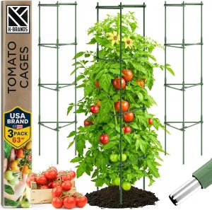 Tomato Cage Premium - Large Trellis Stakes and Plant Support Structures for Vegetables and Climbing Plants - Tall Tomato Cages for Garden, Pots, Raised Garden Bed Outdoor (3 Pack - Up to 63")