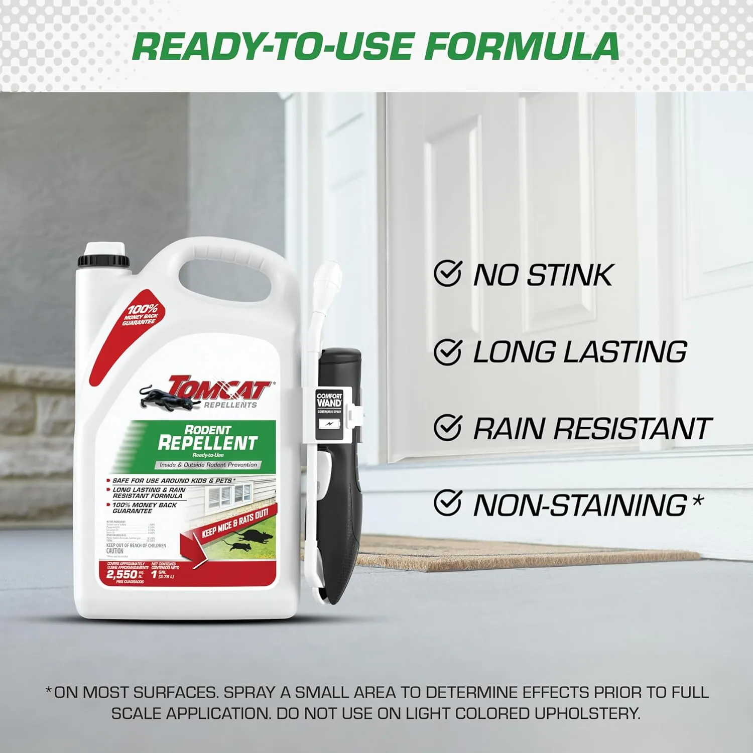 Tomcat Repellents Rodent Repellent Ready-to-Use, For Indoor and Outdoor Mouse and Rat Prevention with Peppermint, Cinnamon and Garlic Essential Oils, 1 gal.