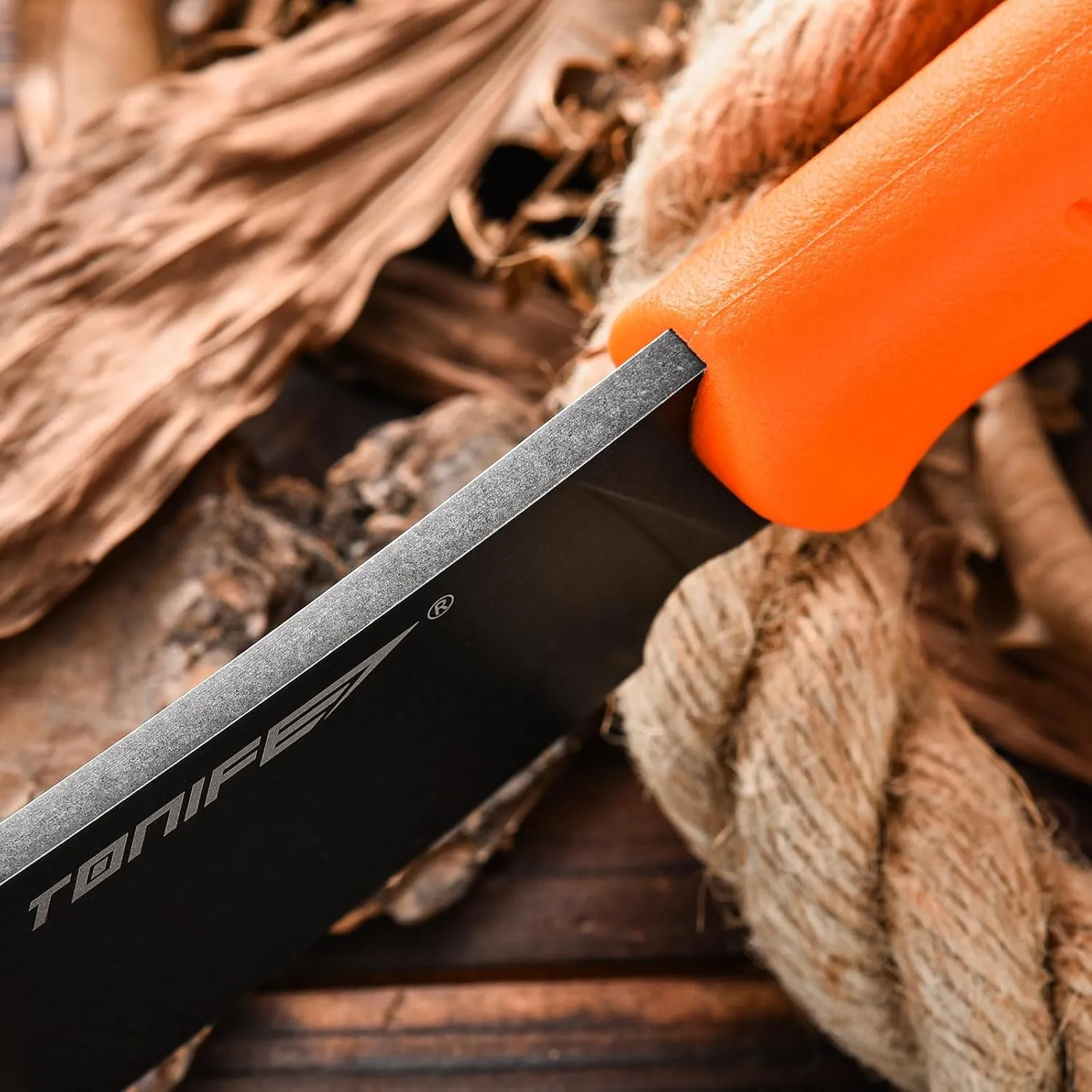 TONIFE Hercules Full Tang Knife Fixed Blade Knife with Sheath and Paracord, Bushcraft with 8Cr14MoV Chopping Blade for Outdoor Camping Survival