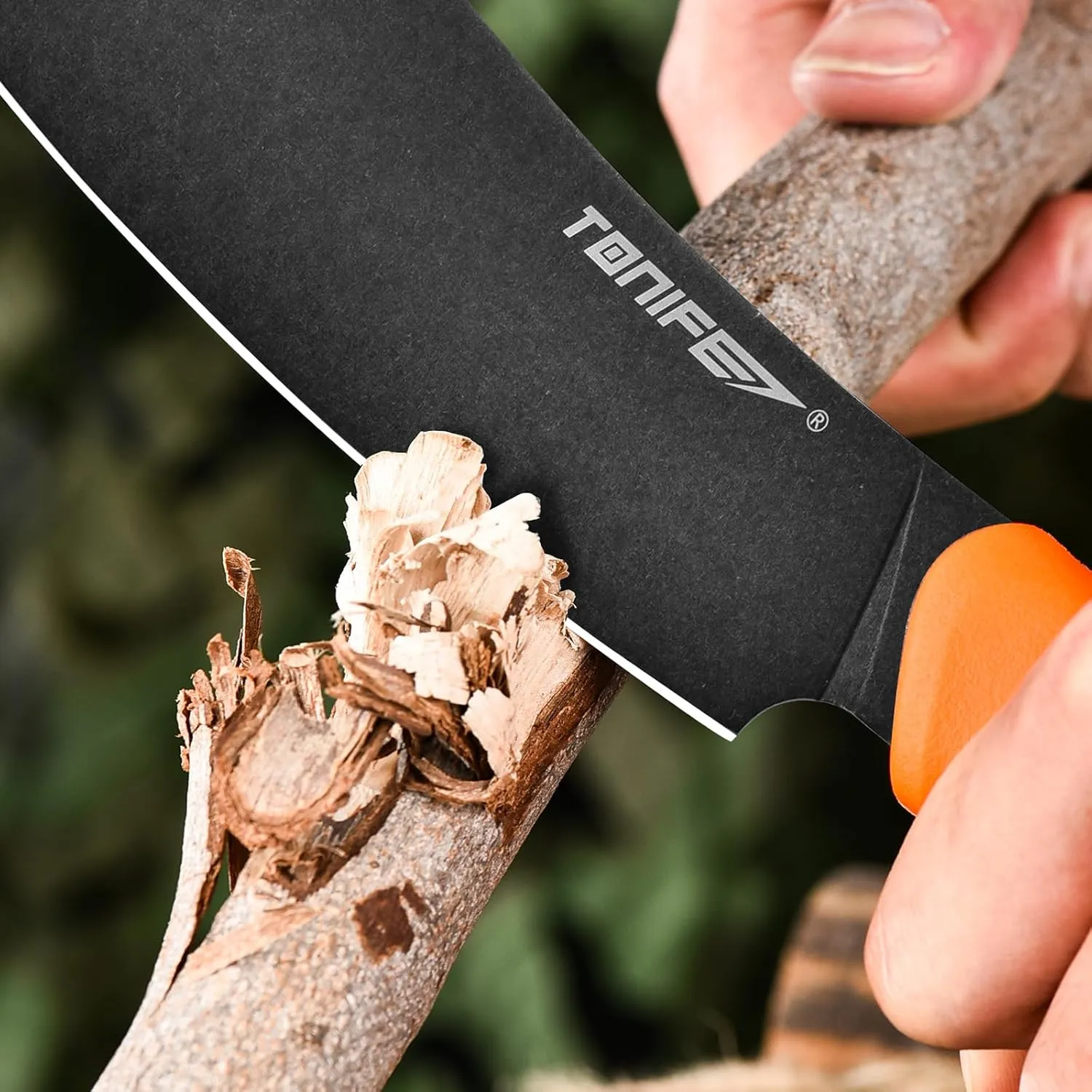 TONIFE Hercules Full Tang Knife Fixed Blade Knife with Sheath and Paracord, Bushcraft with 8Cr14MoV Chopping Blade for Outdoor Camping Survival