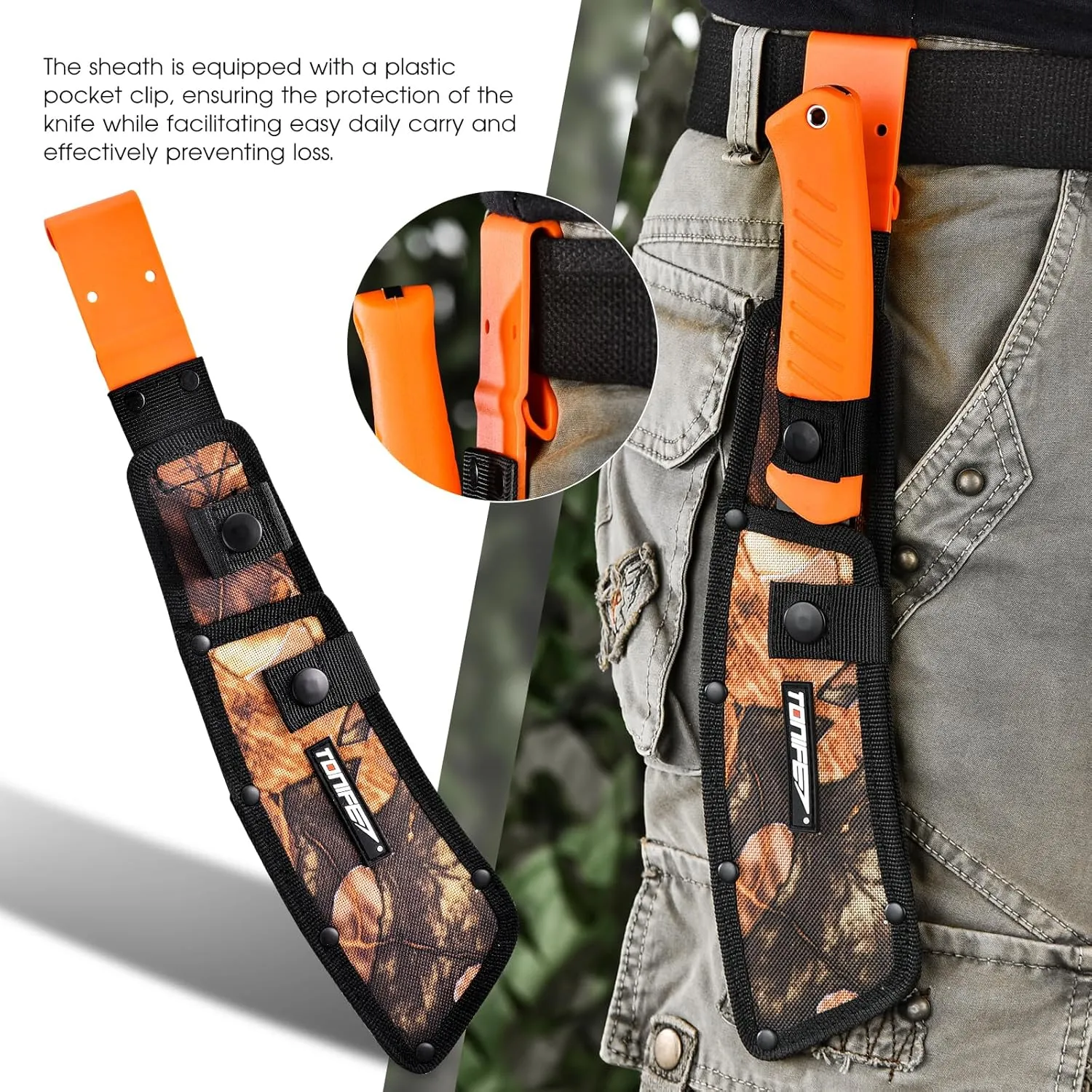 TONIFE Hercules Full Tang Knife Fixed Blade Knife with Sheath and Paracord, Bushcraft with 8Cr14MoV Chopping Blade for Outdoor Camping Survival