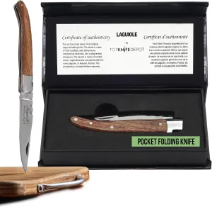 TopKnife Laguiole 4-1/2" Multipurpose Folding Steak Knife – Elegant Rosewood Handle, Stainless Steel Blade – Compact, Ideal for Personal Dining & Outdoor Meals – Comes in a Well-Made Magnetic Gift Box