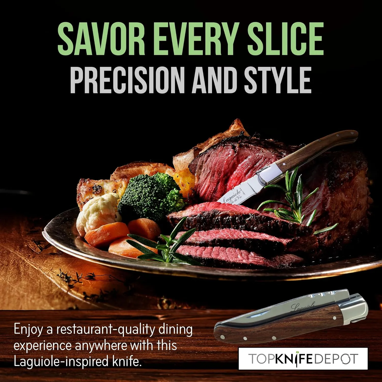 TopKnife Laguiole 4-1/2" Multipurpose Folding Steak Knife – Elegant Rosewood Handle, Stainless Steel Blade – Compact, Ideal for Personal Dining & Outdoor Meals – Comes in a Well-Made Magnetic Gift Box