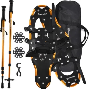 Topyond Lightweight Snowshoes and Hiking Poles Set, Aluminum, Ergonomic Design, Adjustable Heel Strap Snowshoeing Equipment for Winter Adventures and Mountain Trekking (25in)