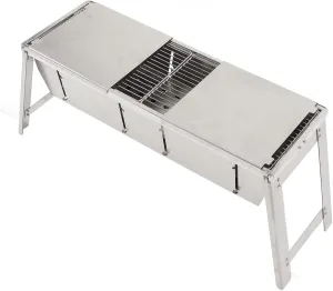 Topyond Rectangular Folding Stainless Steel Camping Stove with Grill Pan - Perfect for Outdoor Cooking and Backpacking Adventures