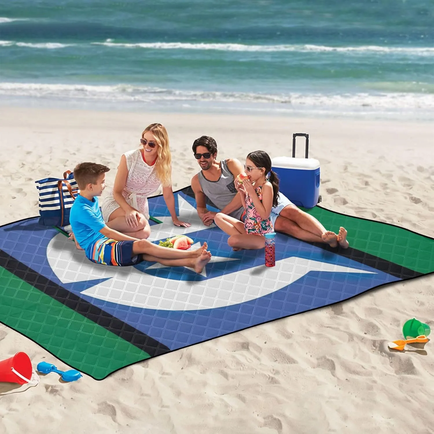 Torres Strait Islanders Flag Picnic Accessories Foldable Beach Mat Sand Free Waterproof Outdoor Blankets for Grass 118" x 80"