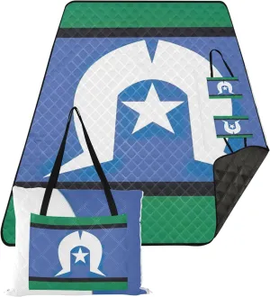 Torres Strait Islanders Flag Picnic Accessories Foldable Beach Mat Sand Free Waterproof Outdoor Blankets for Grass 118" x 80"