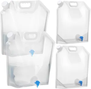 Toyvian 4Pcs Collapsible Water Containers Water Jugs with Spout Transparent Water Storage for Sports Camping Hiking Outdoor Activities Space Saving Design