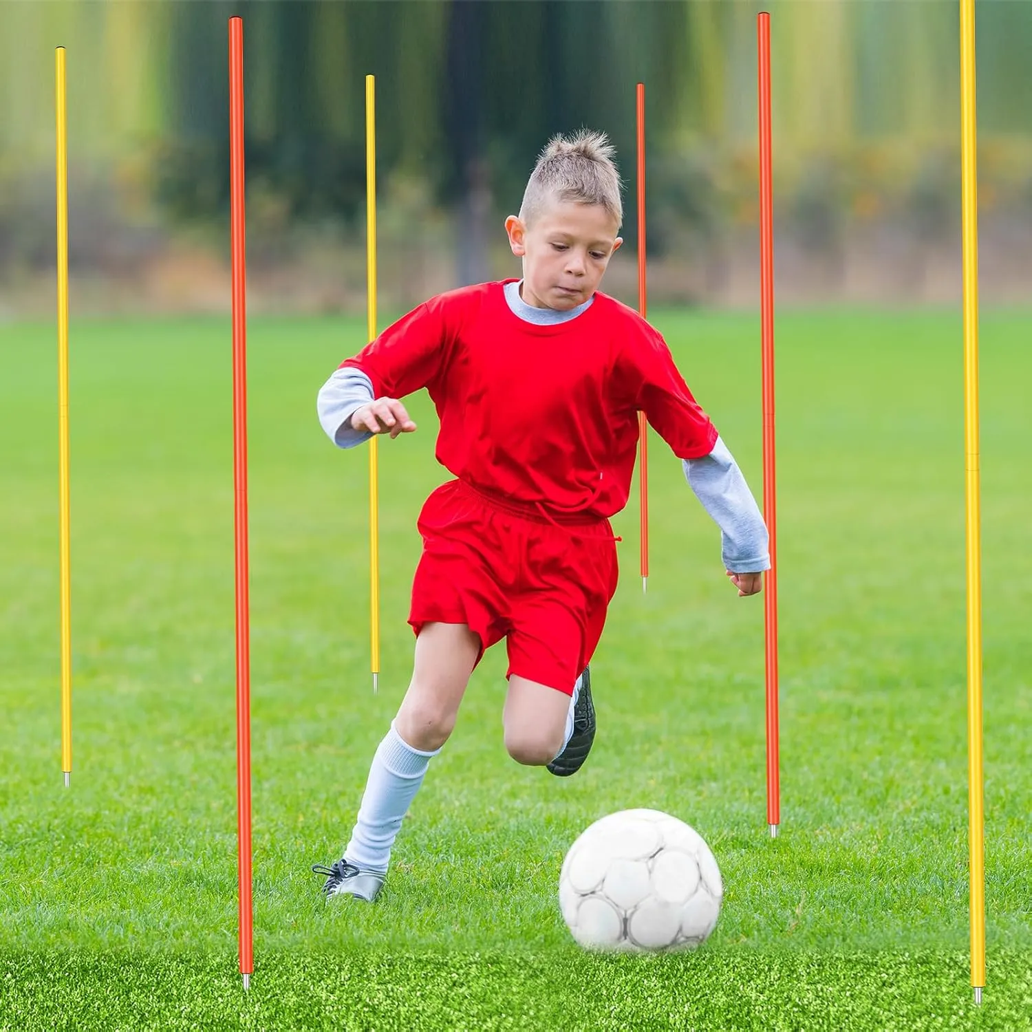 Training Agility Poles 5ft Adjustable Soccer Training Poles Soccer Practice Sticks Sports Speed and Agility Practice Equipment for Outdoor Speed Sport Drills