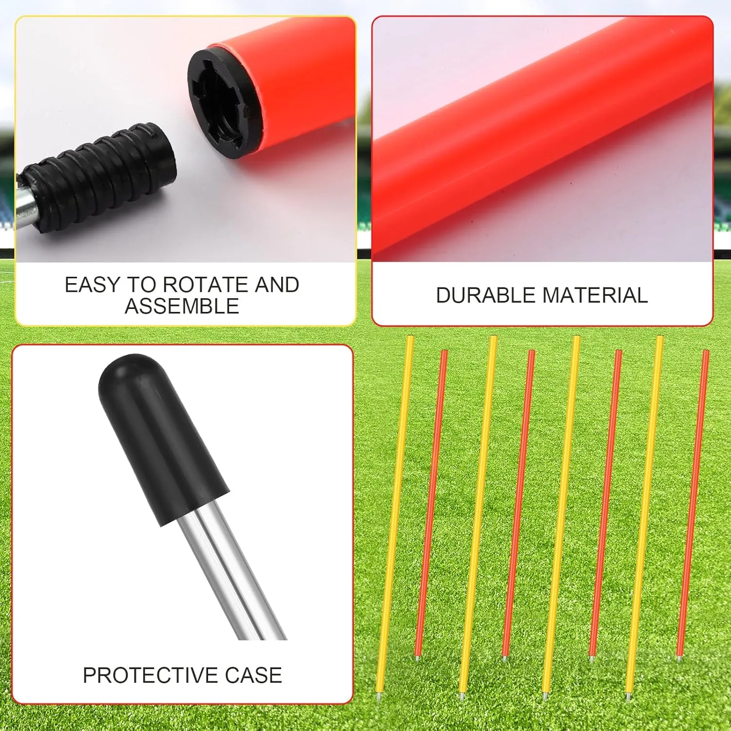Training Agility Poles 5ft Adjustable Soccer Training Poles Soccer Practice Sticks Sports Speed and Agility Practice Equipment for Outdoor Speed Sport Drills