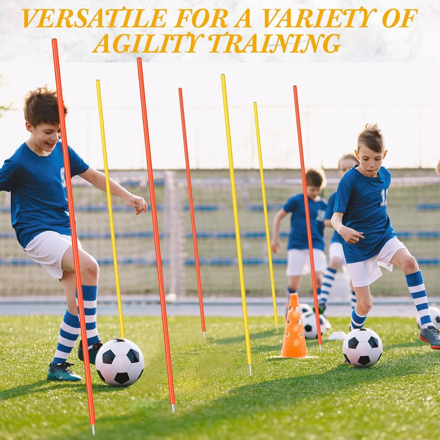 Training Agility Poles 5ft Adjustable Soccer Training Poles Soccer Practice Sticks Sports Speed and Agility Practice Equipment for Outdoor Speed Sport Drills