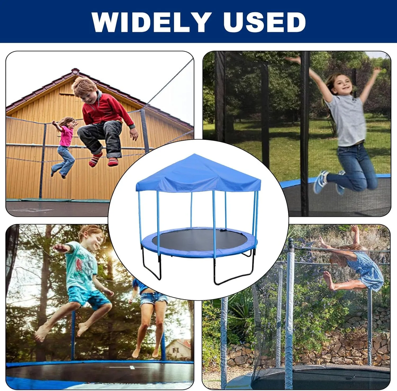 Trampoline Canopy Tent for 6FT-16FT Trampolines, Easy Install Outdoor Shade Cover, UV Protection, Durable Frame Included, Perfect for Kids' Playtime and Sun Safety