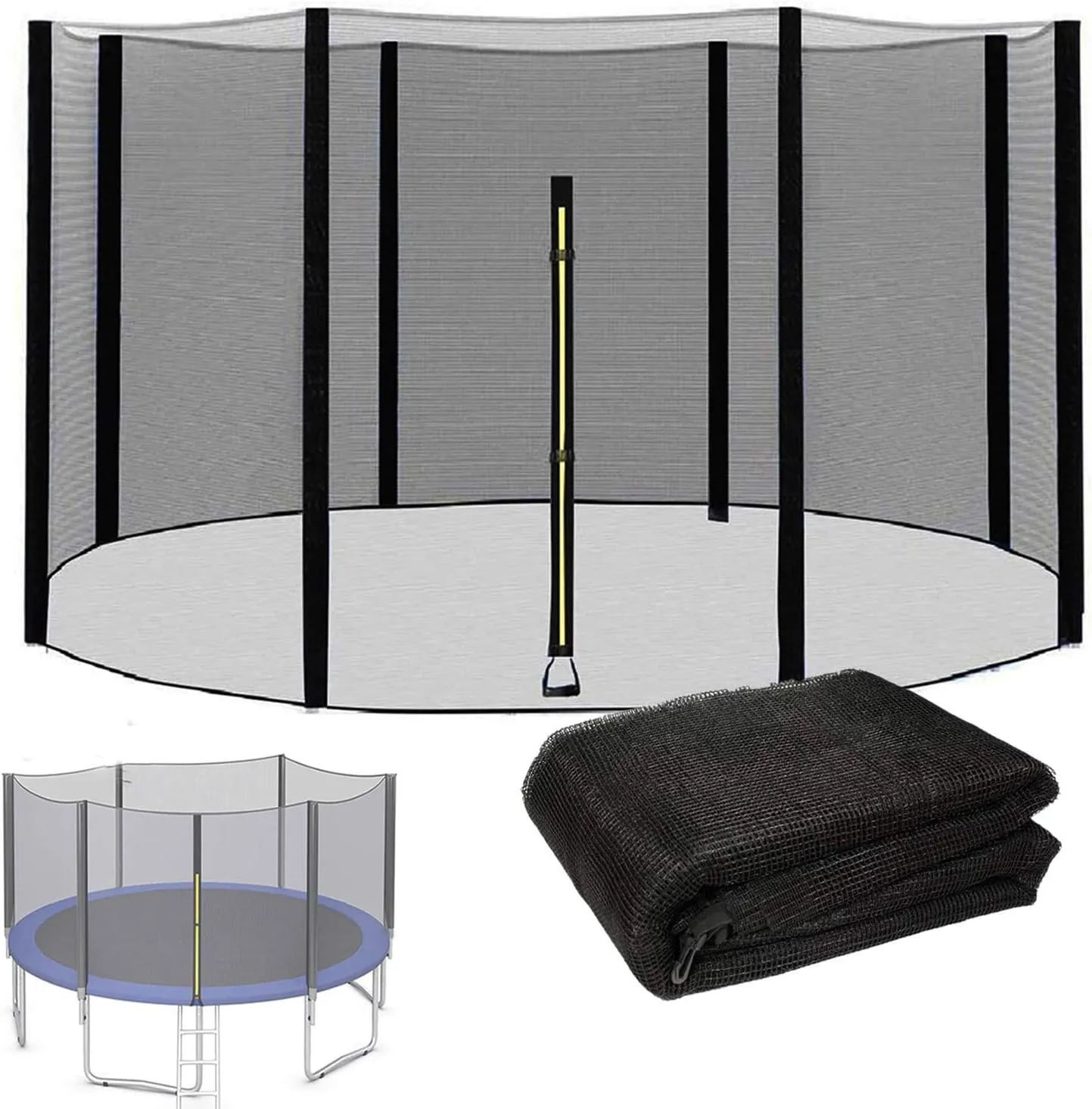 Trampoline Hmpet Trampoline Net Ø 183 244 305 366 Cm Replacement Net for Garden Trampoline 6 8 Stakes Outdoor Net Tear Proof Replacement Part UV Resistant