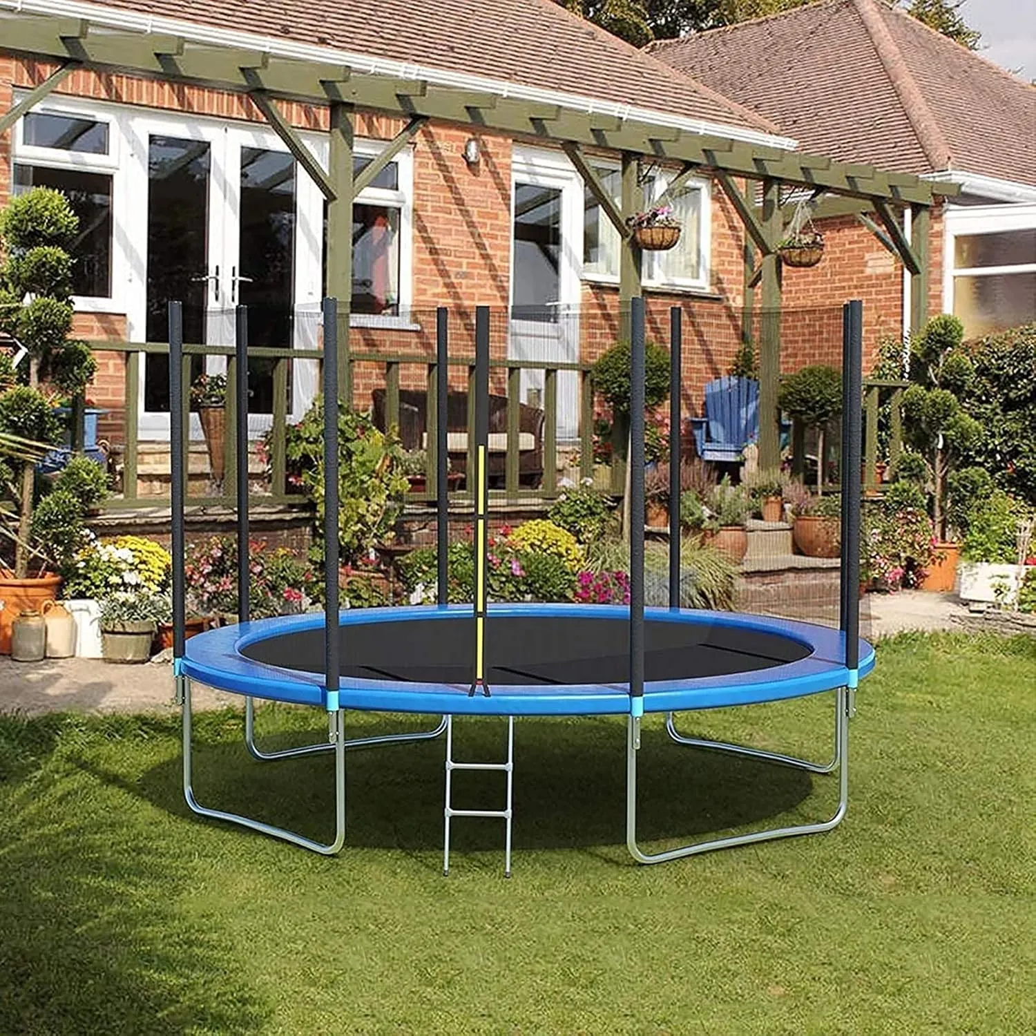 Trampoline Hmpet Trampoline Net Ø 183 244 305 366 Cm Replacement Net for Garden Trampoline 6 8 Stakes Outdoor Net Tear Proof Replacement Part UV Resistant
