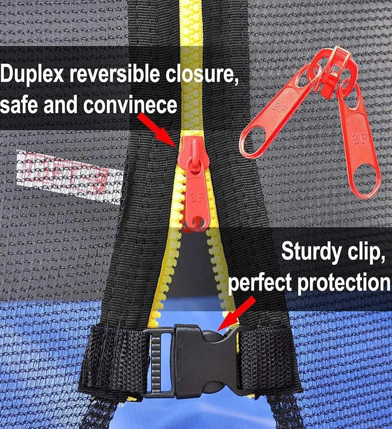 Trampoline Net Replacement Safety Enclosure Net Netting - 8FT 10FT 12FT 13FT 14FT Plum Trampoline Net with Double Headed Zippers, UV Resistant, Breathable, Easy to Fit (Size : 12FT 8 Poles)