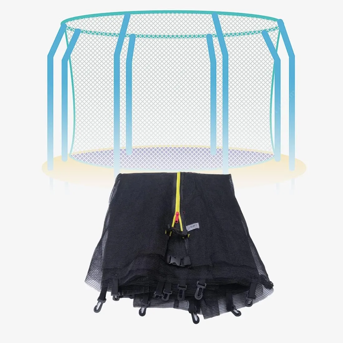 Trampoline Net Replacement, Safety Net Enclosure for 6-16 FT with 6 or 8 or 12 Poles, Breathable, Tear-Resistant, Weather-Resistant (Net Only)