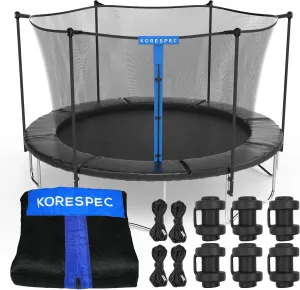 Trampoline Net Replacement with 6 Pole Caps and 4 Strings, Safety Enclosure Net, Premium Breathable UV Weather Resistant Mesh, Parts Fit Outdoor Round Frame with 6 Straight Poles