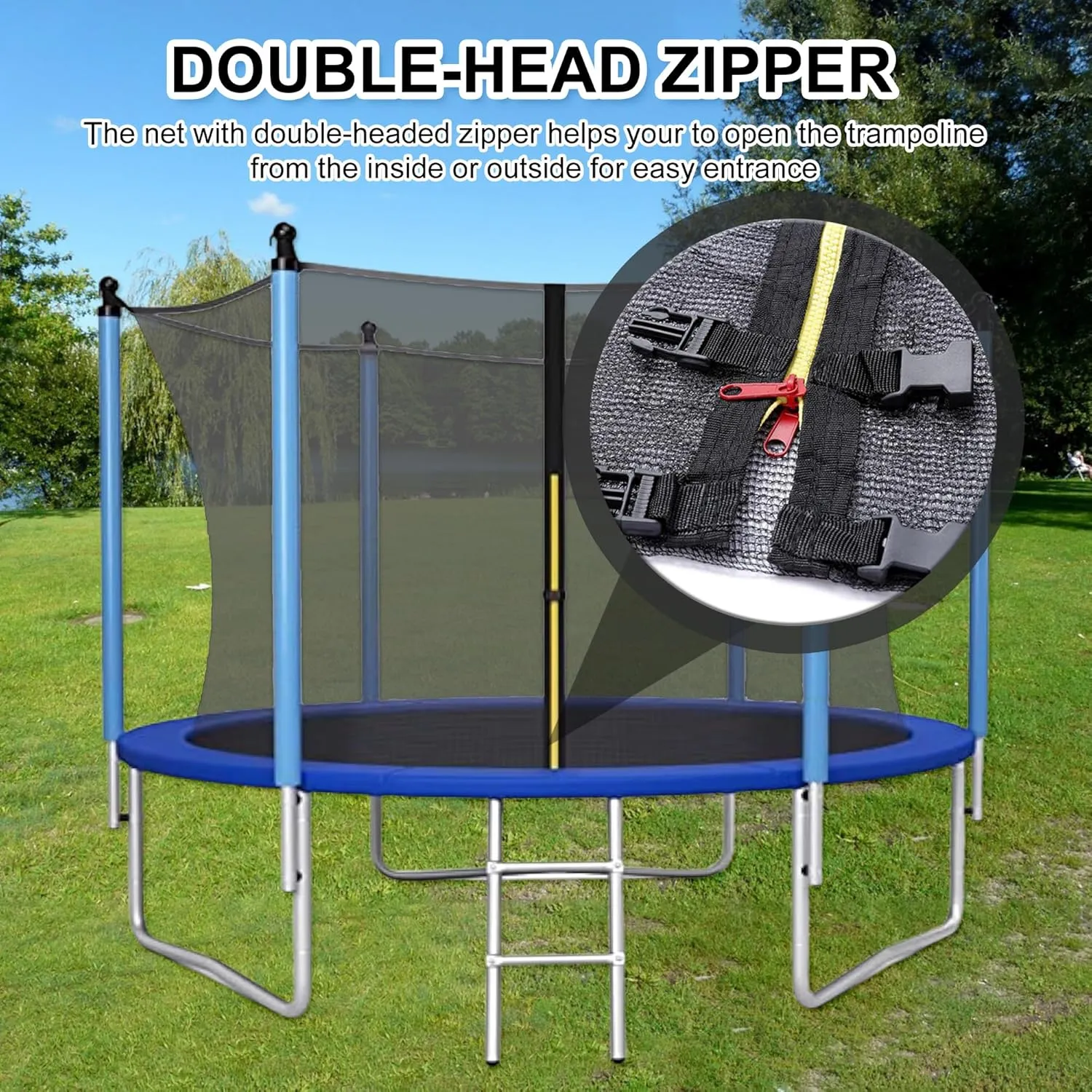 Trampoline Safety Net 6FT 8FT 10FT 12FT 14FT 15FT 16FT Round Trampoline Replacement Net for 6/8/12 Straight Poles UV-Resistant Kides Jumping Safety Enclosures Neting