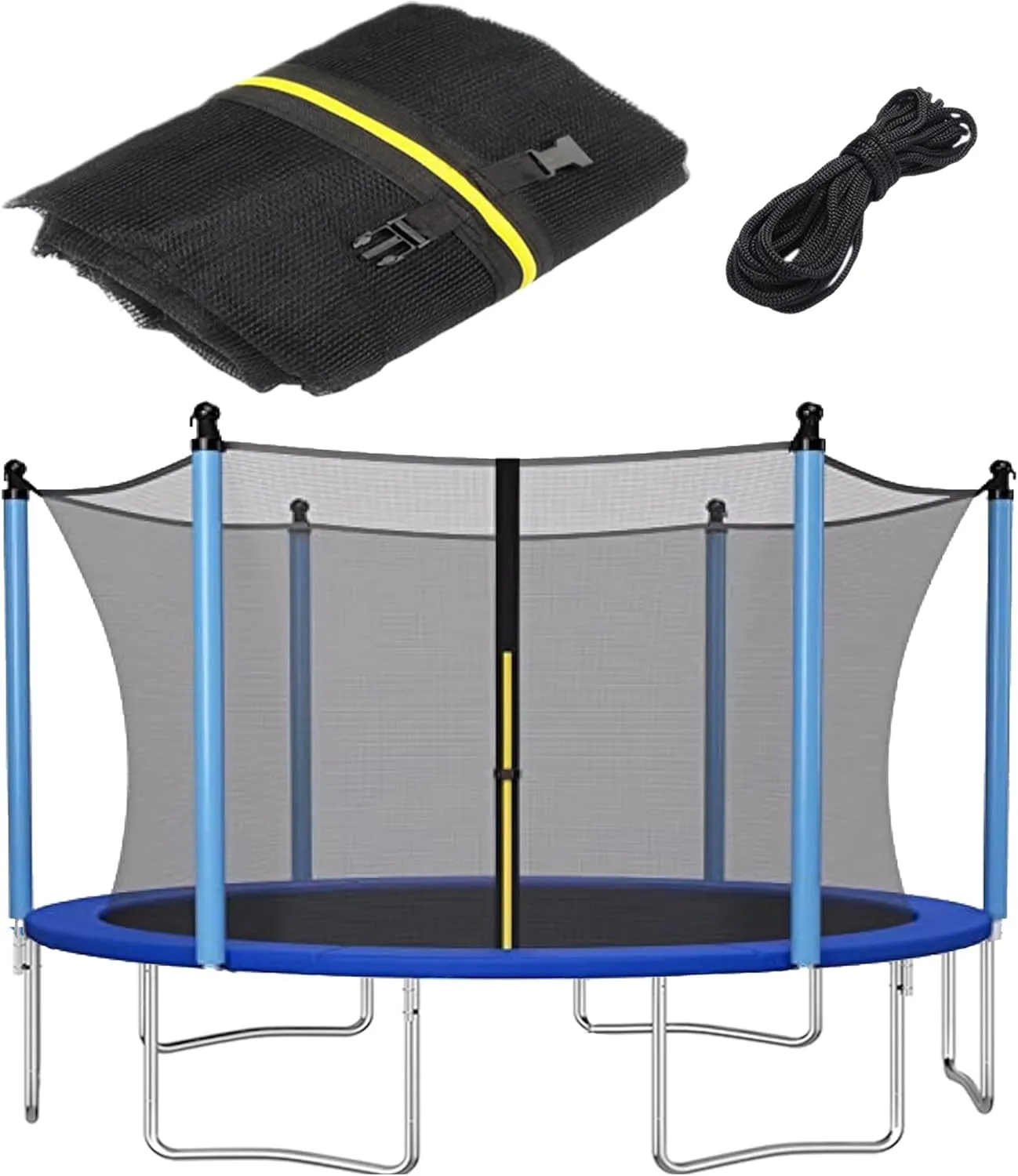 Trampoline Safety Net 6FT 8FT 10FT 12FT 14FT 15FT 16FT Round Trampoline Replacement Net for 6/8/12 Straight Poles UV-Resistant Kides Jumping Safety Enclosures Neting