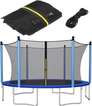 Trampoline Safety Net 6FT 8FT 10FT 12FT 14FT 15FT 16FT Round Trampoline Replacement Net for 6/8/12 Straight Poles UV-Resistant Kides Jumping Safety Enclosures Neting