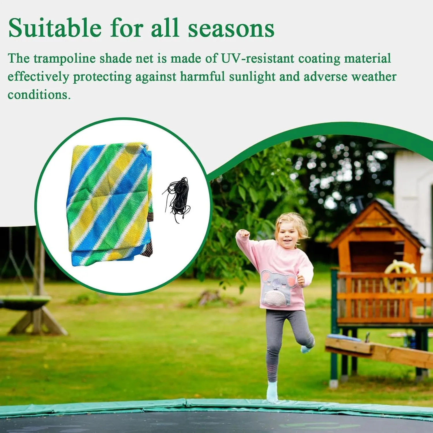 Trampoline Shade Cover – Backyard Trampoline Shelter | UV Protection Canopy for 12ft-15ft Round Trampolines | Weather-Resistant Sunshade with Ventilation | Durable, Outdoor Play Accessory for Kids