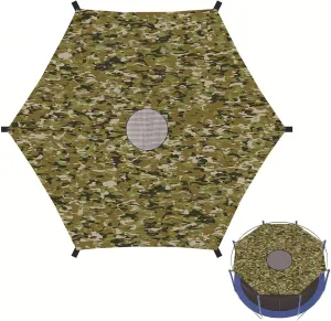 Trampoline Shade Cover - Trampoline Sunshade for 6/8/10/12/14/15/16ft Trampoline Shade Canopy - Anti-UV Trampolines Sunshade Accessories for Outdoor Backyard Playground,15FT~6 Poles