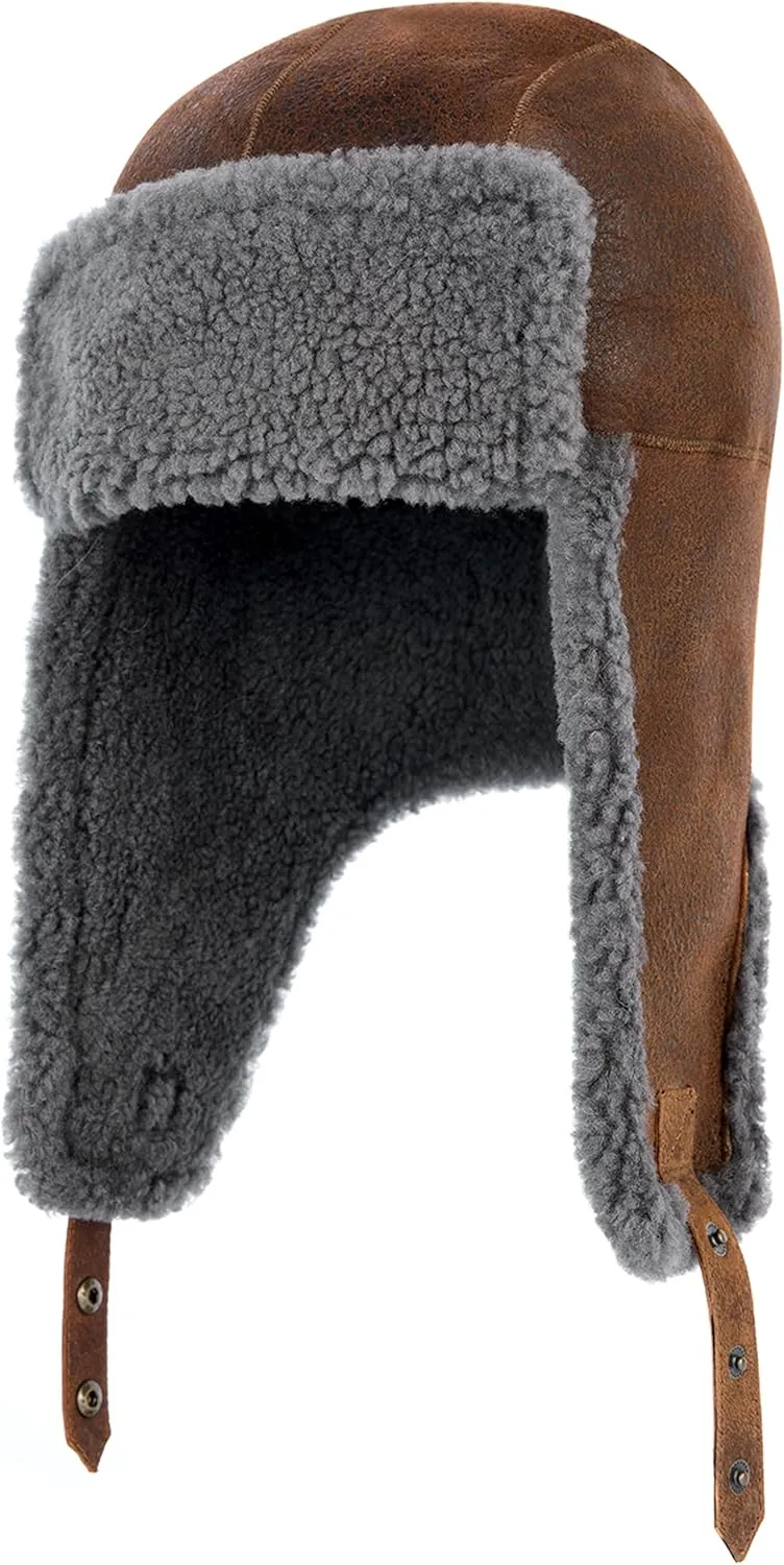 Trapper Hat with 100% Natural Genuine Fur - Winter Aviator Hat with Ear Flaps for Men and Women