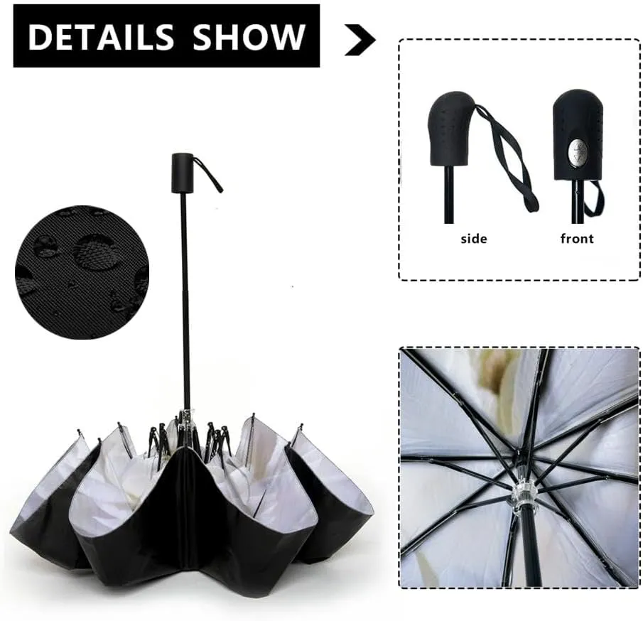 Travel Umbrella for Rain Windproof natural macro pink rose Automatic Cute Portable Compact Umbrella for Women Purse Backpack Car Black Sun UV Protection