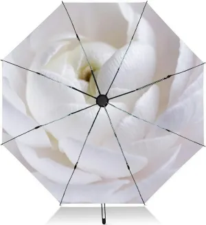 Travel Umbrella for Rain Windproof natural macro pink rose Automatic Cute Portable Compact Umbrella for Women Purse Backpack Car Black Sun UV Protection