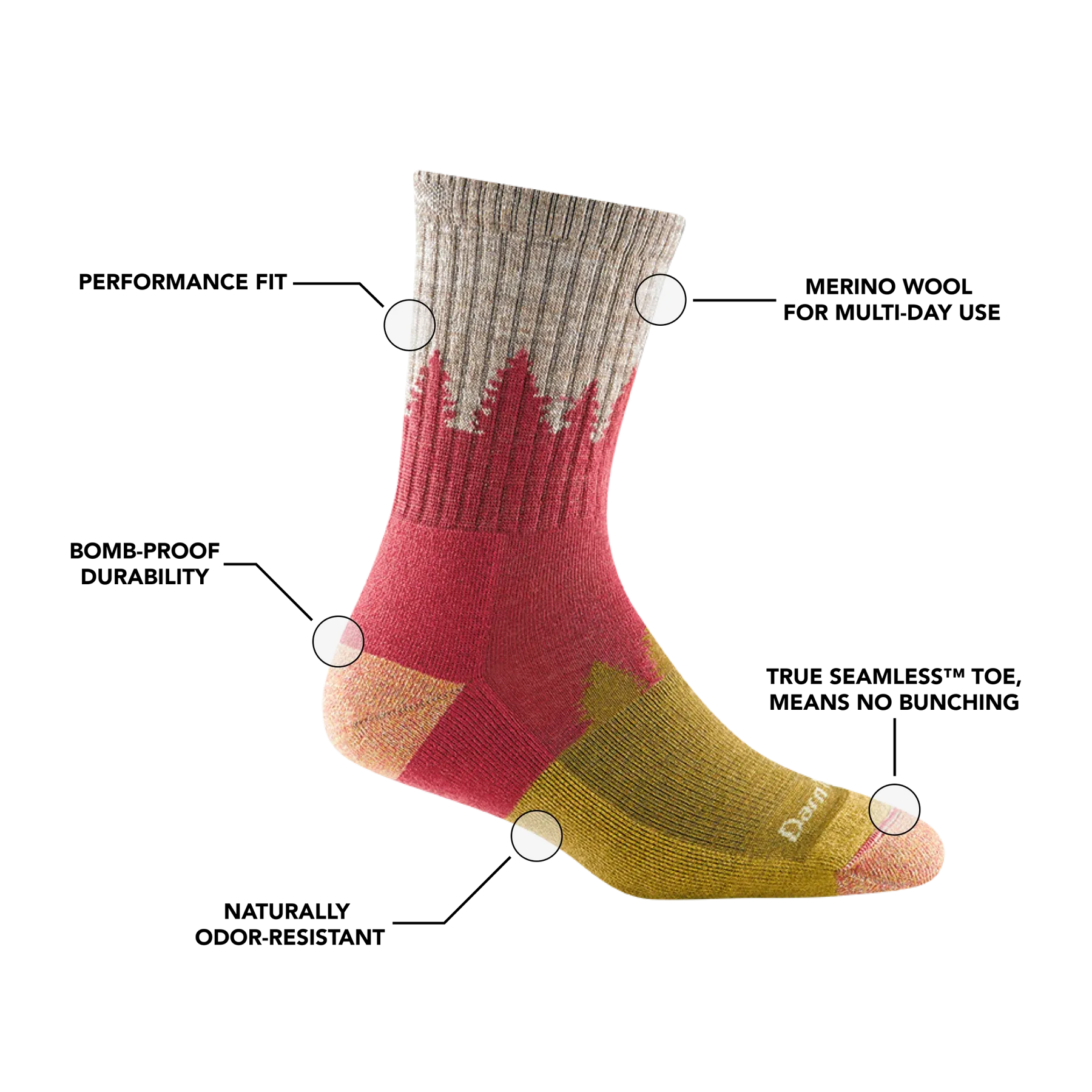 Treeline Micro Crew Midweight Hiking Sock for Women - S25