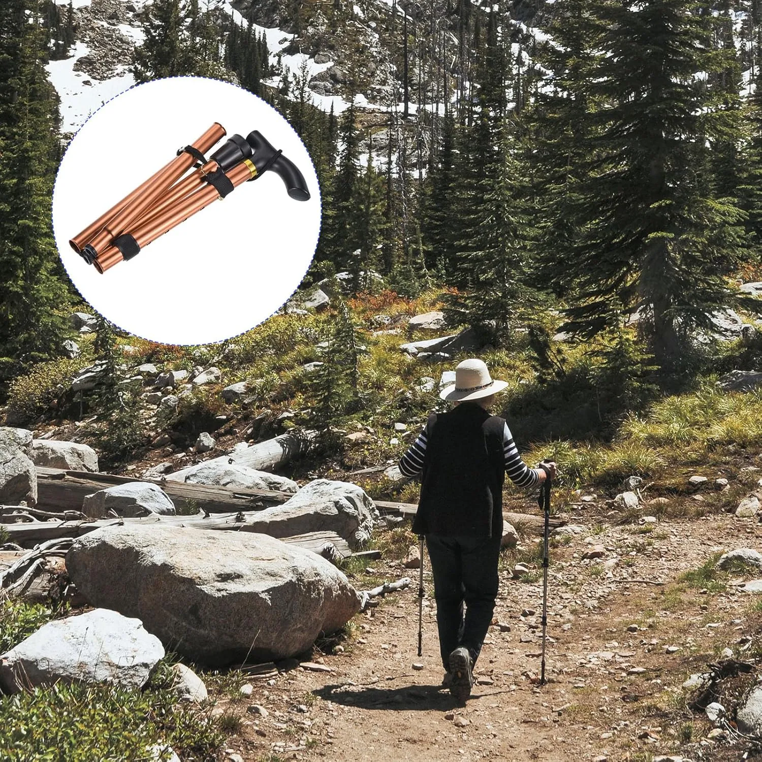 Trekking Poles - Collapsible Hiking Walking Sticks, Telescopic & Folding, Apply to Men Walking Backpacking