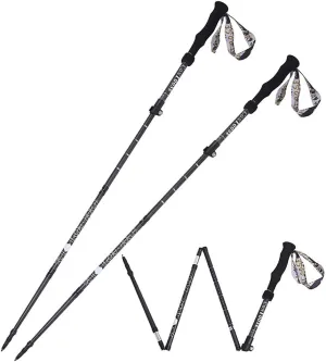 Trekking Poles Collapsible Lightweight Carbon Alloy Carbon Tungsten Steel Rod Tip Anti-Shock Absorb Ultralight Travel by Walking Ski Cross The River 2PCS Accessories&Carry Bags (Color : Red) (Black )