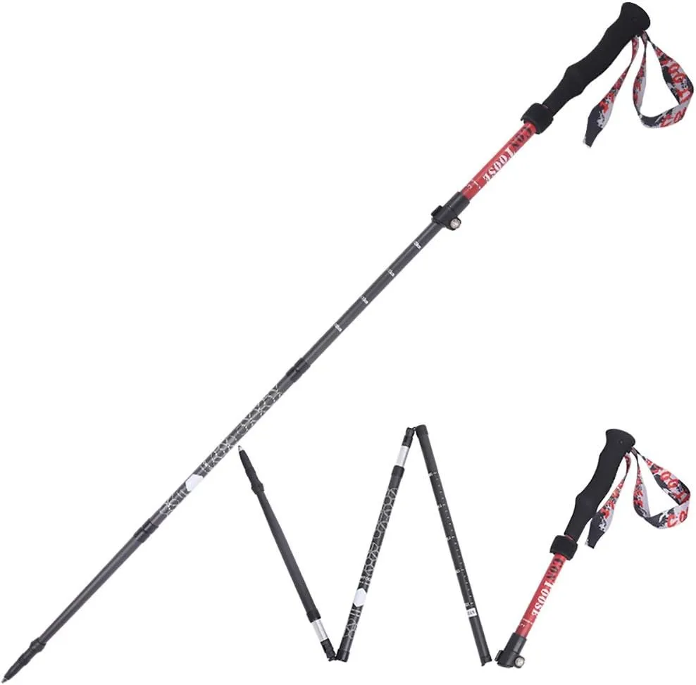 Trekking Poles Collapsible Lightweight Carbon Alloy Wear-Resistant Corrosion-Resistant Carbon Tip Ultralight Absorb Quick Lock Adjustable Suitable for Men's Women's 1PCS Accessories&Carry Bags