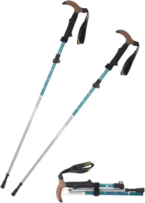 Trekking Poles Collapsible Lightweight High-Strength Wear-Resistant Aluminum Alloy Mountaineering Suitable for Male Females Anti-Shock T-Handle 2PCS Accessories and Carry Bags
