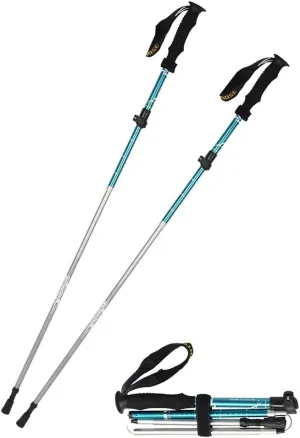Trekking Poles Collapsible Lightweight Wear and Corrosion Resistance Carbon Rod Tip Travel by Walking Absorb Anti-Shock Ultralight Straight Handle 2PCS Accessories & Carry Bags